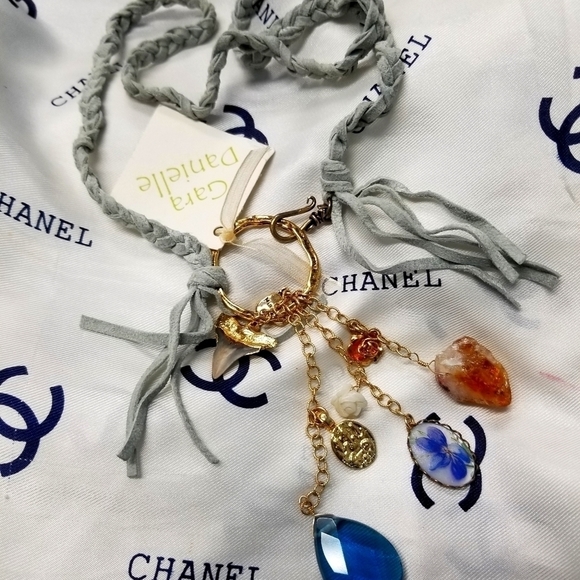 GARA DANIELLE Braided Suede Embellished Necklace - Picture 3 of 8